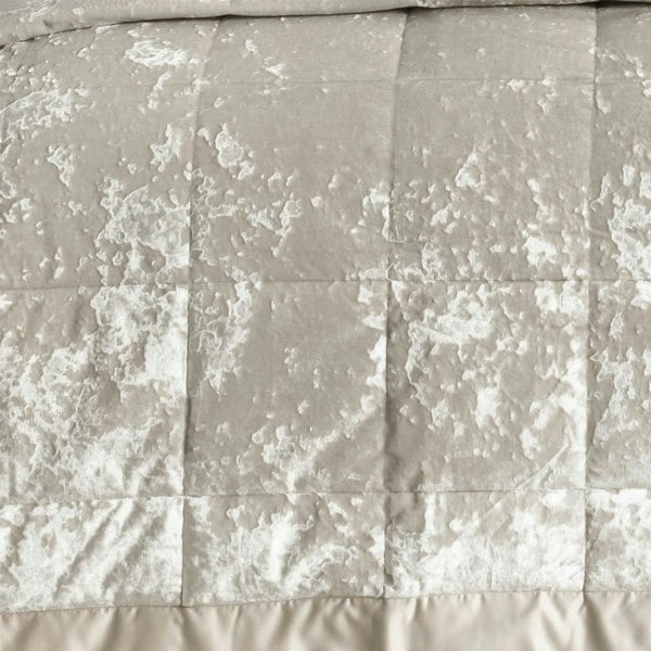 Catherine Lansfield Crushed Velvet Bedspread Natural
