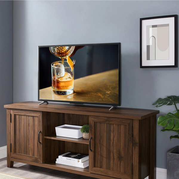 Homeology RANCH Walnut Dual Compartment Storage 6-Shelf up to 65" Flat Screen TV Cabinet