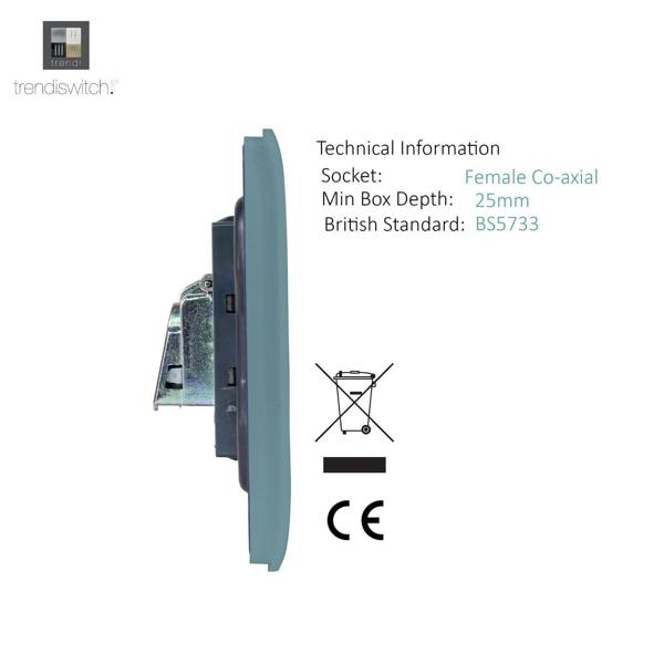 Trendi Switch 1 Gang Female Co-Axial Television Socket in Cool Grey