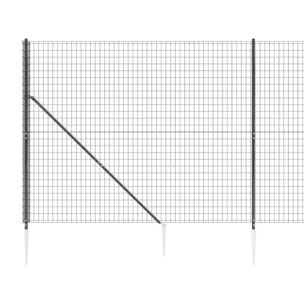 Berkfield Wire Mesh Fence with Spike Anchors Anthracite 1.4x10 m