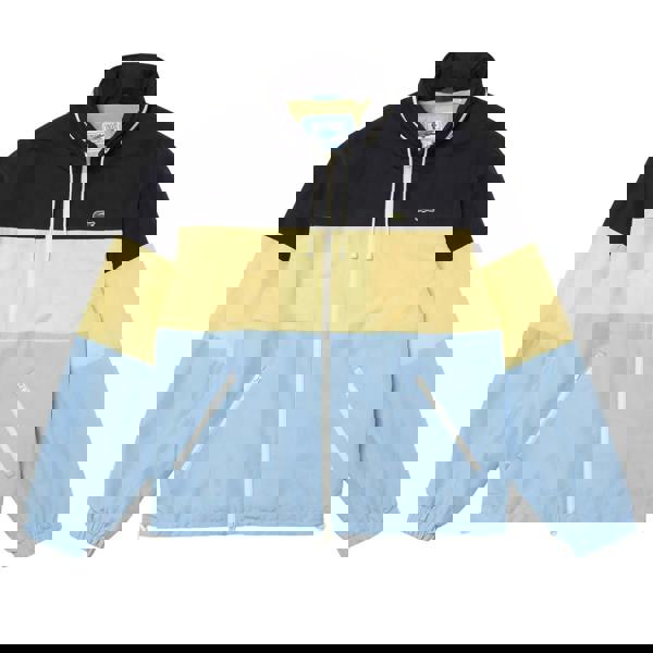 Lacoste Mens Colour Block Water Resistant Hooded Jacket - Black/Light Blue/Yellow