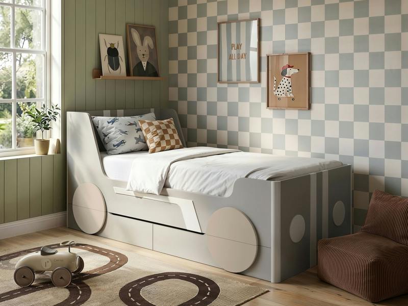 Flair Cooper Single Car Bed with Drawers Grey