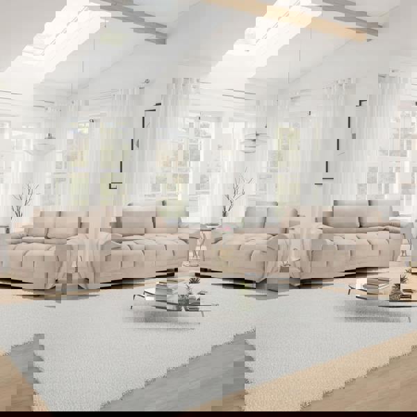 Furnishings For Less Zura Plush Velvet Large 3 + 2 Sofa Suite | Cream, Grey or Mocha