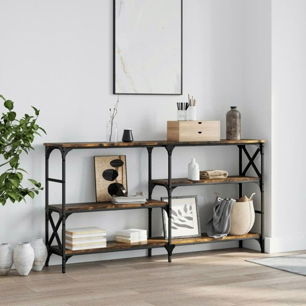 Berkfield Console Table Smoked Oak 150x29x76.5 cm Engineered Wood