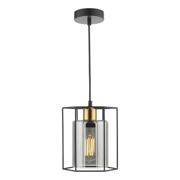 Pagazzi Lighting Sabrina 1 Light Black and Smoked Glass Pendant Ceiling Light