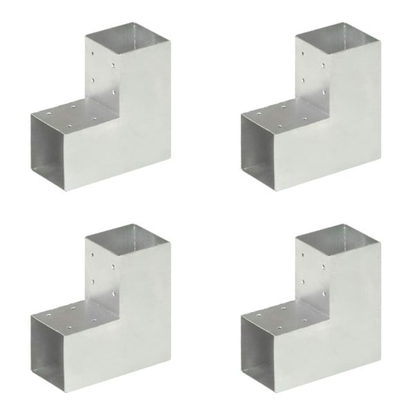 Berkfield Post Connectors 4 pcs L Shape Galvanised Metal 91x91 mm