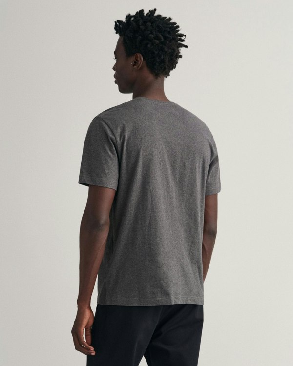 GANT Mens Regular Fit Short Sleeve Shield Logo T-Shirt - 95 Anthracite Melange
