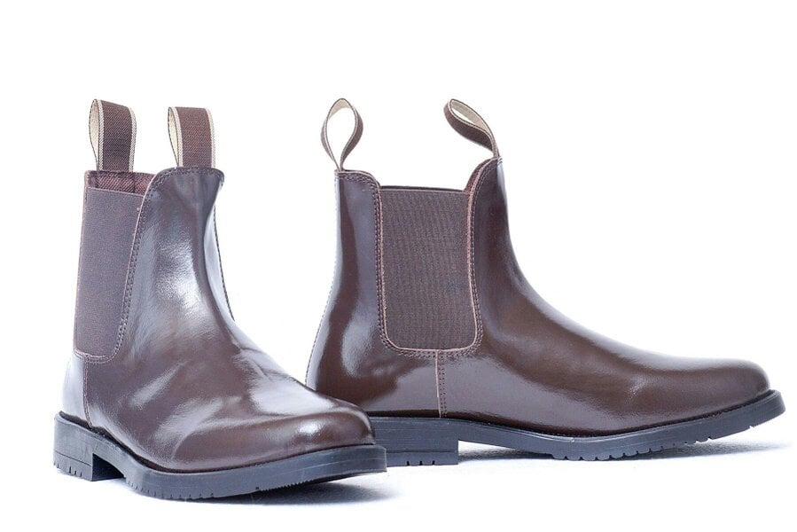 eQuitack Adults Leather Chelsea Horse Riding Jodhpur Boots With Elasticated Side Panels & Pull Tabs Brown