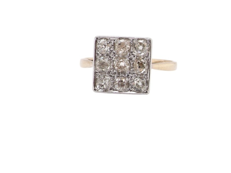 Vintage Tom A square head Diamond Cluster ring