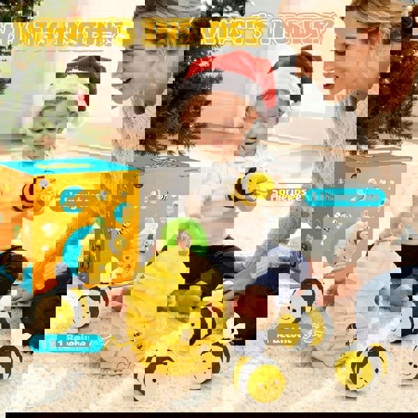 deAO My First Honeybee Soft Plush Playset – Interactive Hide & Seek Beehive Sensory Toy for Babies & Toddlers, Early Learning Gift