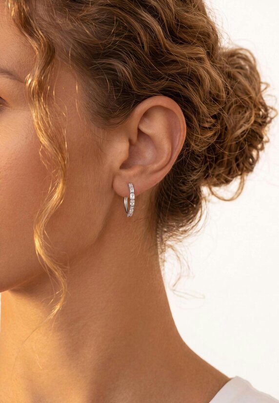 Latelita Classic Baguette Hoop Earrings Silver