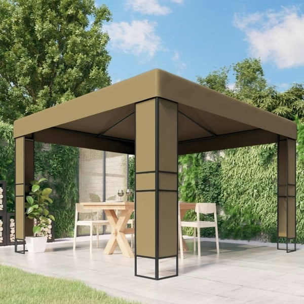 Berkfield Gazebo with Double Roof 3x3x2.7 m Taupe 180 g/ma_