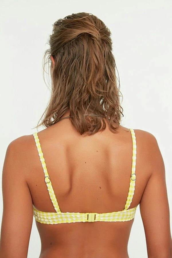 WOVCOR Plaid Textured Balconette Padded Bikini Top
