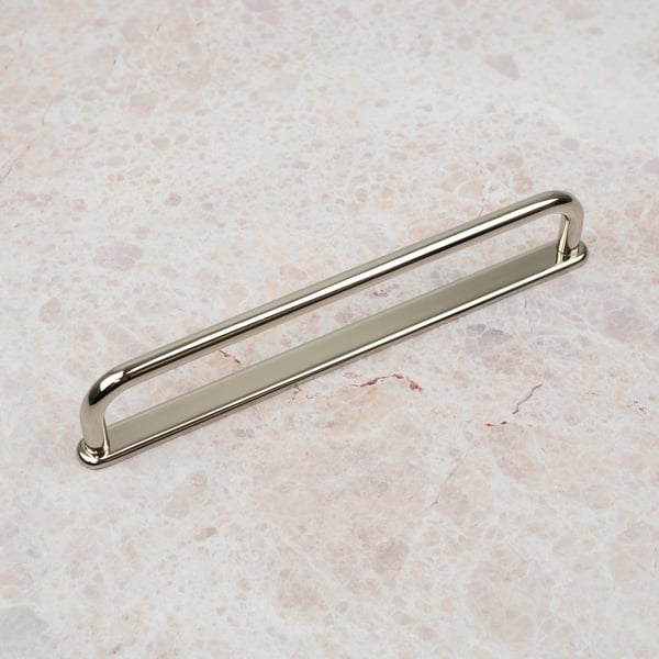 Handle & Home Bright Nickel  Loop Cabinet Handles with Backplate