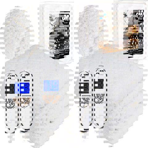 GlamHaus Prestige Electric Blanket King Size With 9 Body Settings, 9 Feet Settings, 9 Full Body Settings, 10 Timer Settings