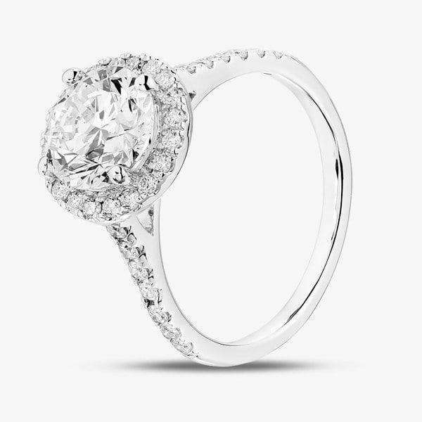 T. H. Baker 9ct White Gold 2.40ct Brilliant Cut Lab Grown Diamond Halo Ring LGR43488-240SF