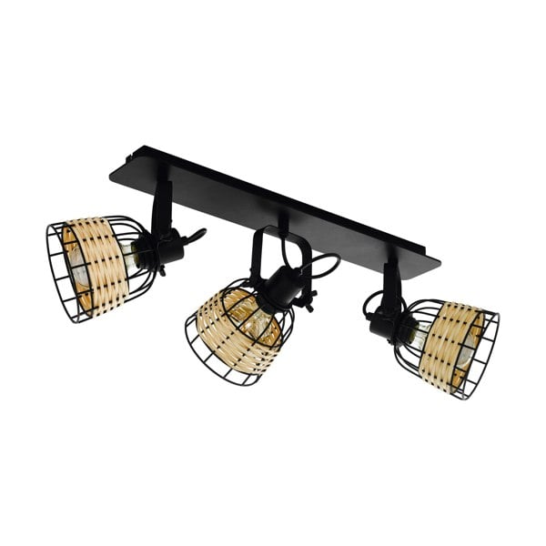 EGLO 3 Set Ceiling Light E27 Black RATTAN ANWICK 1