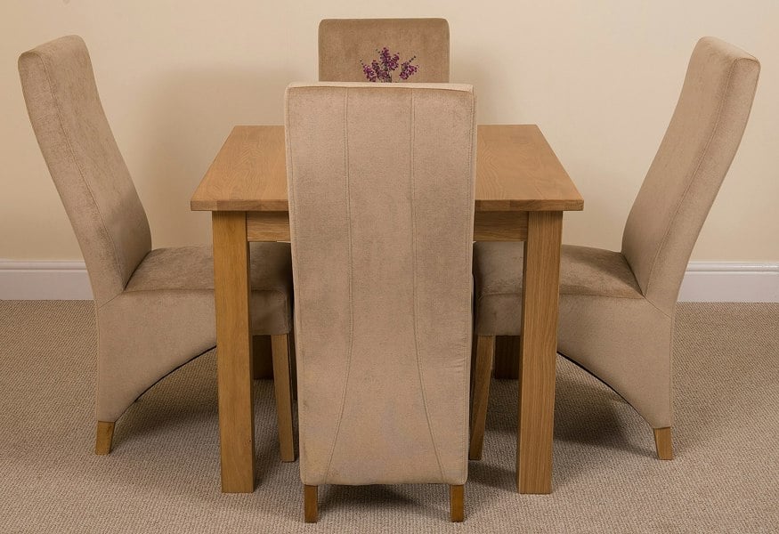 That's Furniture Oslo 90 x 90cm Small Square Oak Dining Set with Lola Fabric Chairs