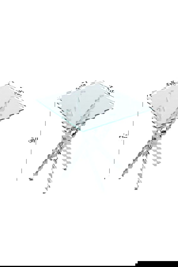 Living and Home Modern Square Tempered Glass Top Coffee End Table with Chrome Cross Leg