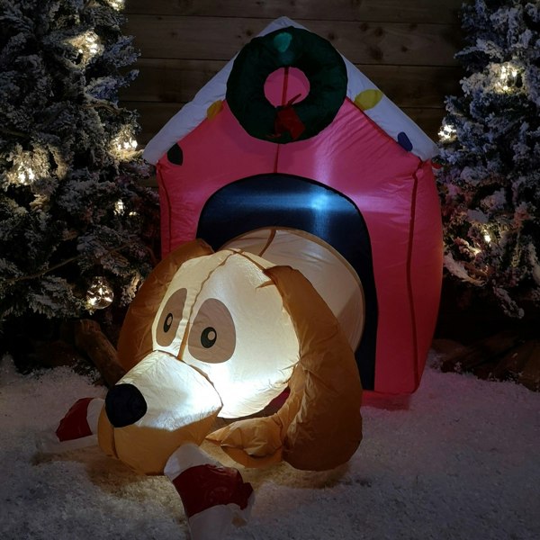 Samuel Alexander 1.2m Inflatable Light Up LED Indoor Outdoor Dog House Christmas Decoration