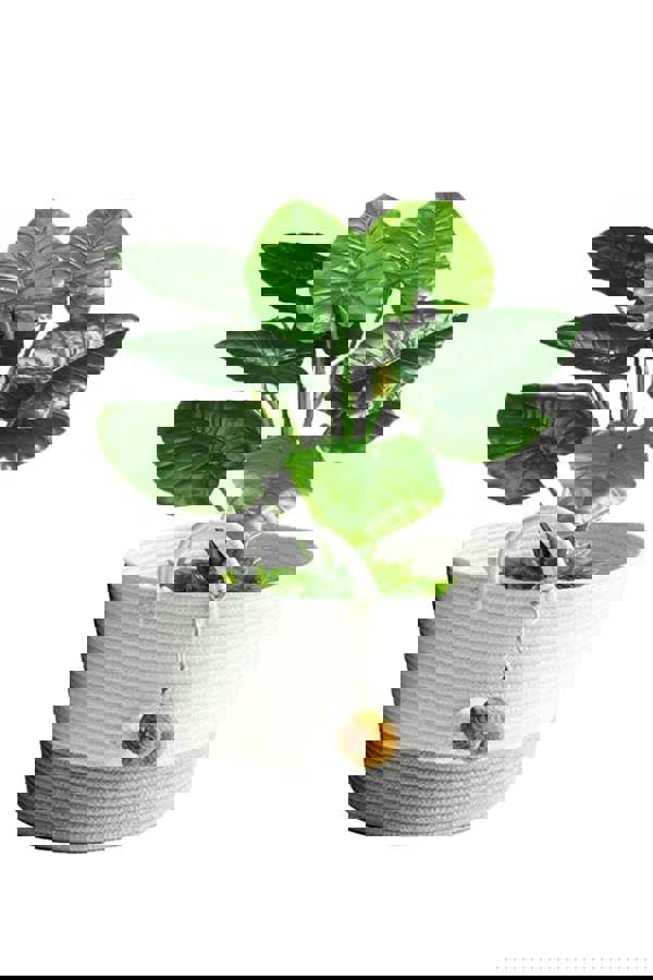 Living and Home 31L Cotton Thread Laundry Basket Clothes Storage Hamper Toy Basket with Handle Bathroom 25cm H