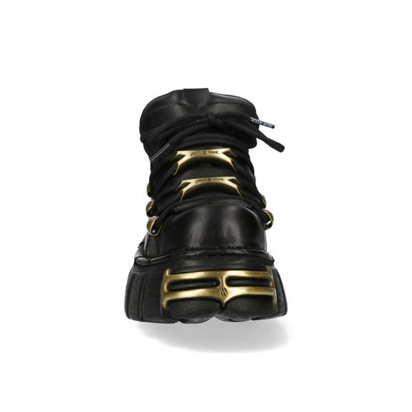 New Rock Black Leather Gothic Platform Ankle Boots - M-120N-C116