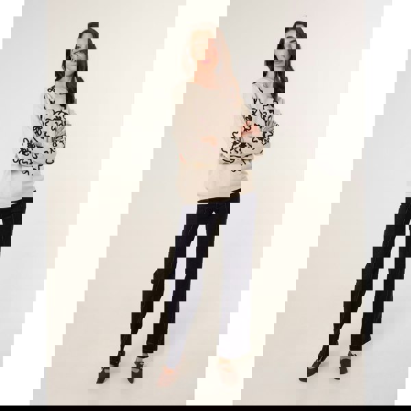 Blue Vanilla Floral Embroidery Detailed Jumper