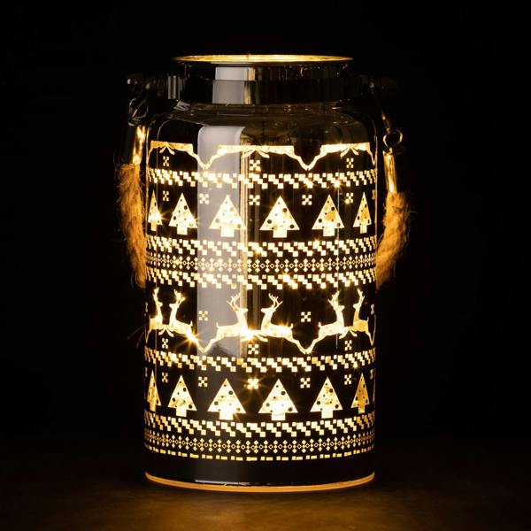 16cm Christmas Decorated Jar Table Skandi Design Silver Lantern image 5