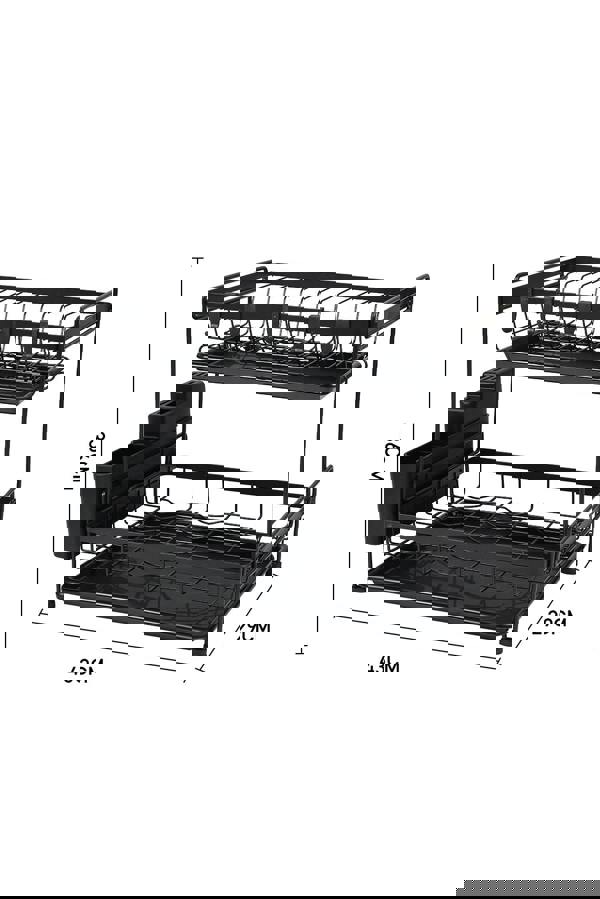Living and Home 2-Tier Dish Drainer Rack Drying Rack with Detachable Drainboards & Kitchenware Holder