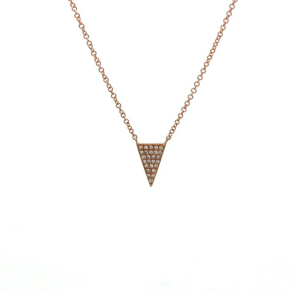 Reeves & Reeves Stunning 14K Solid Gold and Diamond Triangle Design Necklace