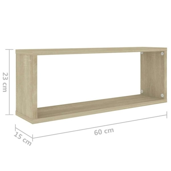 Berkfield Wall Cube Shelf 6 pcs Sonoma Oak 60x15x23 cm Engineered Wood