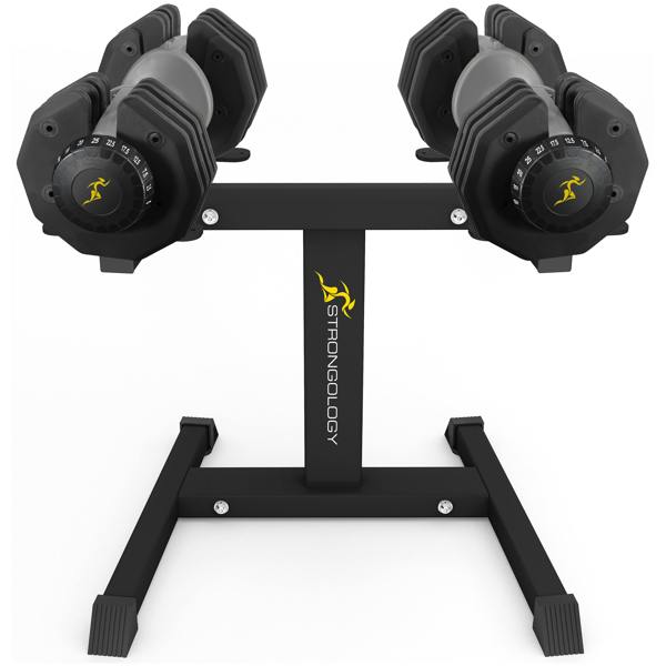 Strongology Homeology Strongology Urban25 Grey Adjustable Dumbbell Pair with Free Durable Steel Adjustable Urban25 Dumbbell Floor Stand