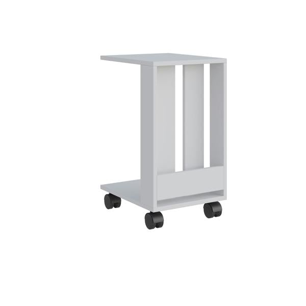 Decortie Edi Modern C- Shaped Side Table Mobile Functional with Open Compartment H60cm