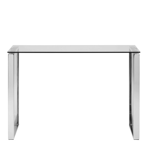 Wyld Haus Frederikssund Glass Top Console Table Silver Legs