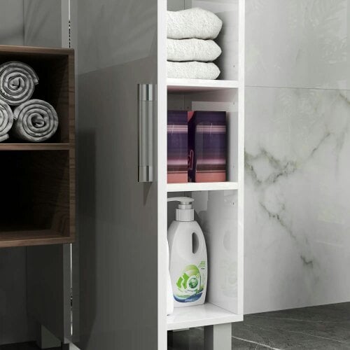 Wyld Haus Valatti Freestanding Tall Bathroom Storage Cabinet With Adjustable Shelves And Double Doors