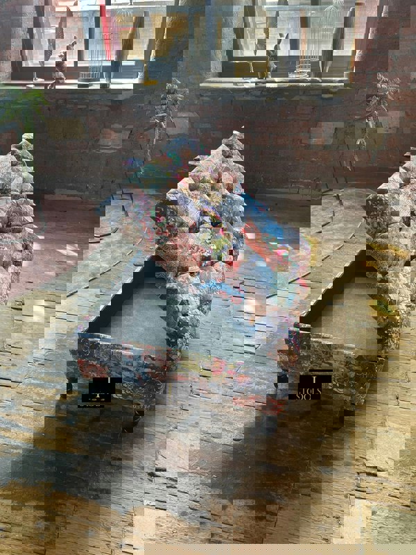 PREMIUM Ottoman storage square Demask multicolour - ISTOOLS