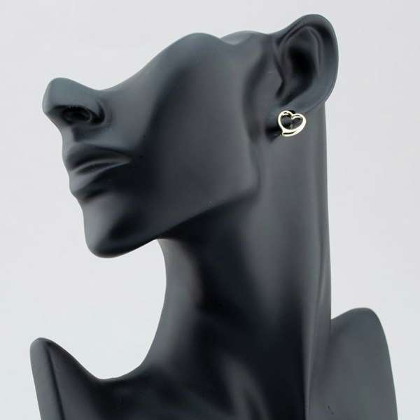 T. H. Baker 9ct Yellow Gold 12mm Open Heart Stud Earrings 1.55.1291