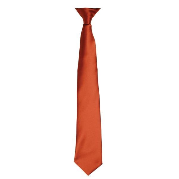 Premier Colours Mens Satin Clip Tie - Chestnut