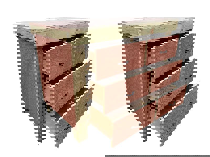 Wooden eucalyptus Top Workbench – Sturdy Tool Cabinet with Multiple Drawers for Organized Storage, Ideal for Dry Indoor Spaces Such as Garages, Workshops, and Studios