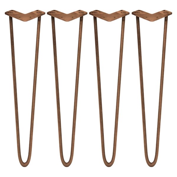 SkiSki 4 x 28" Hairpin Legs - 2 Prong - 10mm - Antique Copper