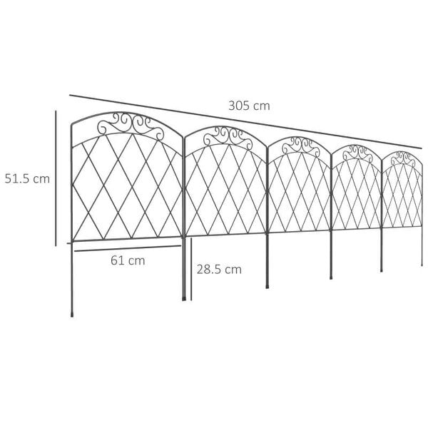 3m Decorative Metal Garden Fence - Diamond and Swirl Pattern