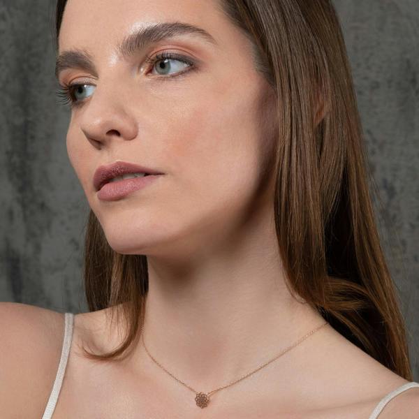 Rose Gold Mandala Pendant Necklace for Women - namana.london
