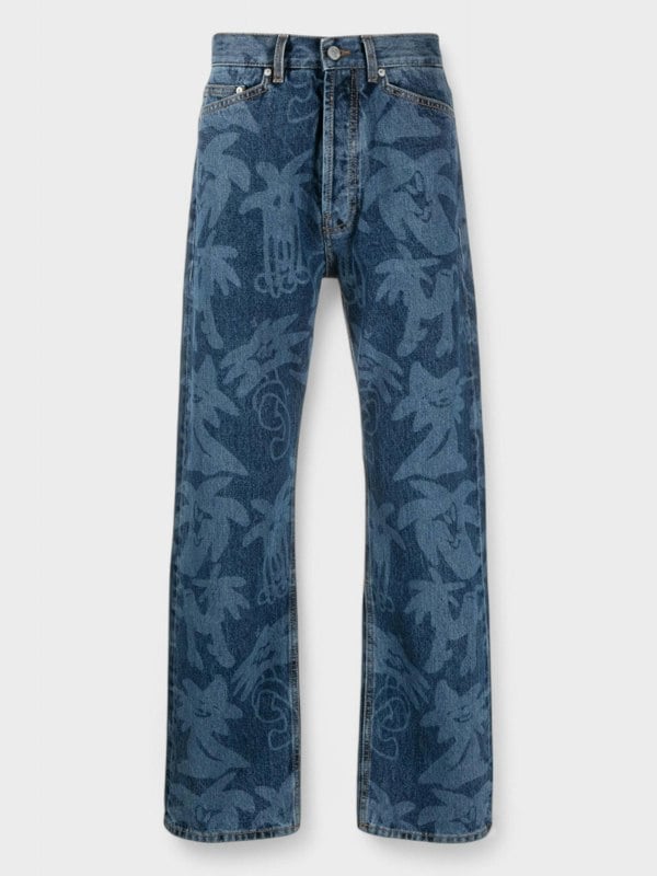 Palm Angels Palmity All Over Laser Denim Jeans 'Blue' - Supplied FashionPalm Angels