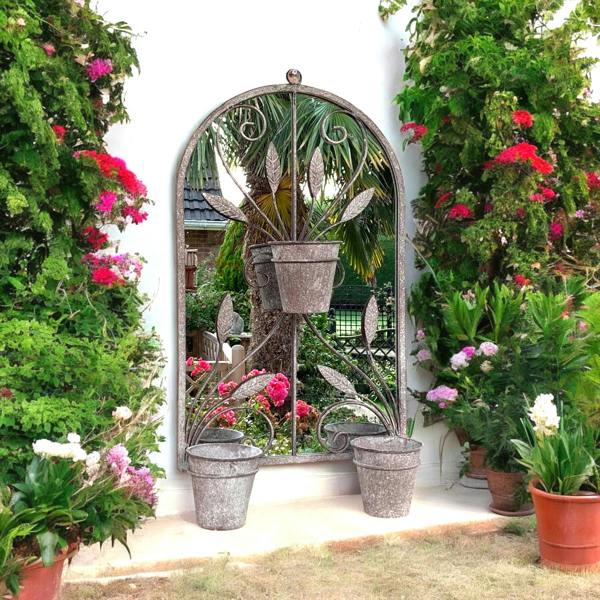 72CM WALL MIRROR WITH TRIPLE PLANTER