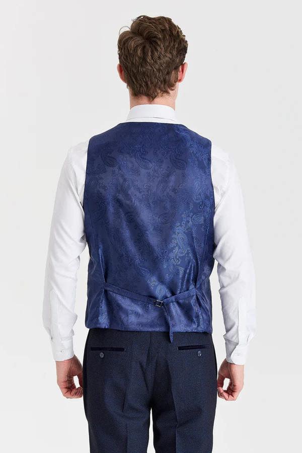 Paul Andrew Regent Navy Check Suit with Regent Cream Waistcoat