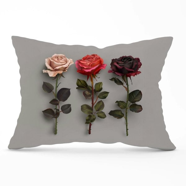 Warren Reed 3 Red And Pink Roses Cushions