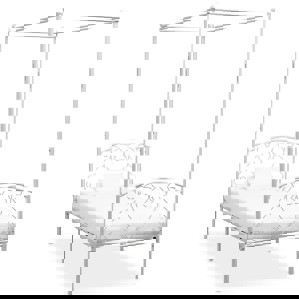 Berkfield Canopy Bed Frame White Metal 90x200 cm