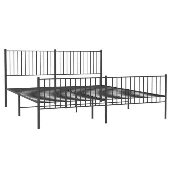 Berkfield Metal Bed Frame with Headboard and Footboard Black 200x200 cm