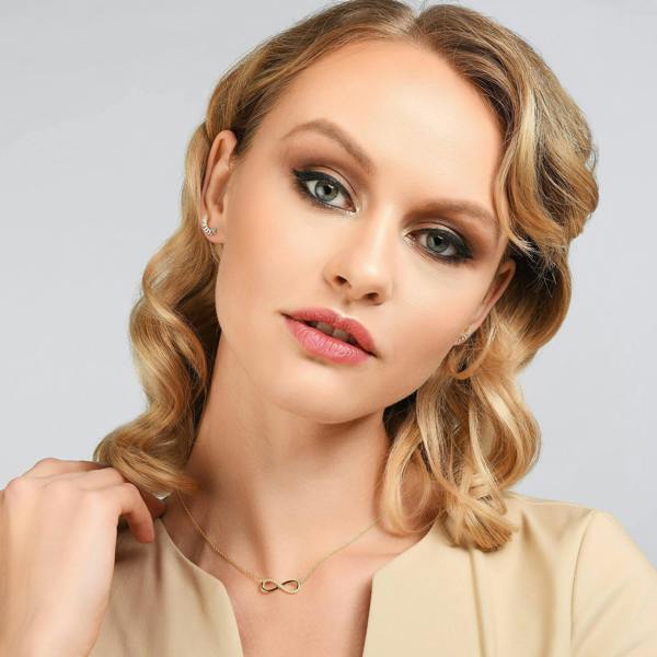 Gold Infinity Necklace for Women with Cubic Zirconia - namana.london