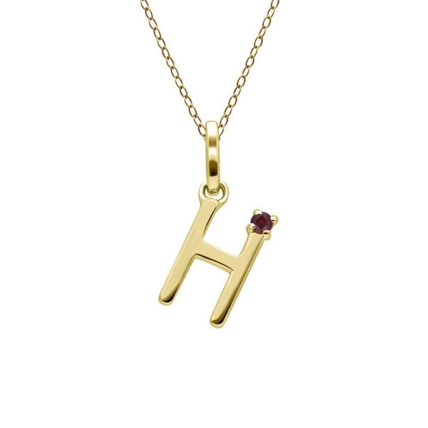 Gemondo Initial Ruby Letter Necklace In 9ct Yellow Gold